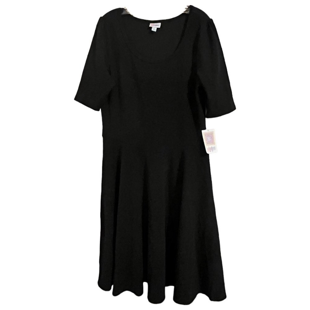 LuLaRoe Solid Black Textured Knit Nicole Dress 2XL